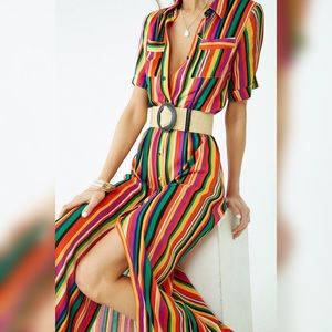 Multicolor striped Maxi Dress NWOT